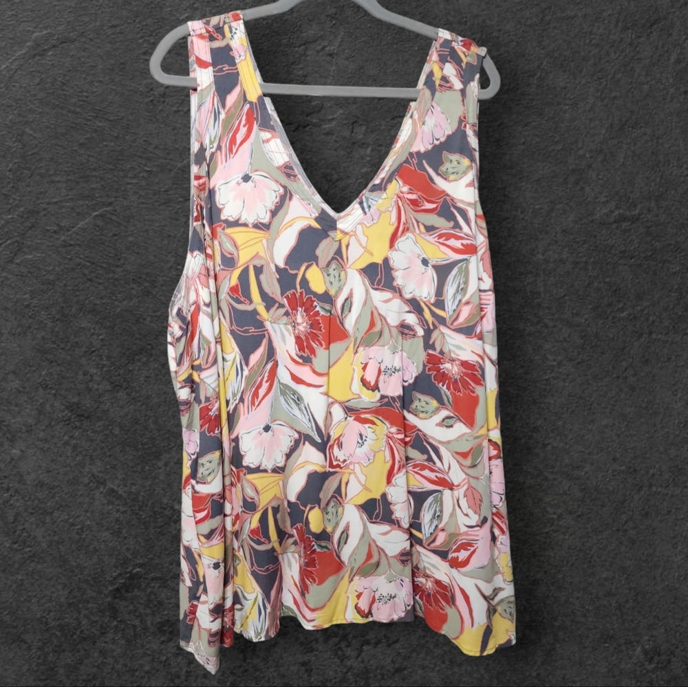 Torrid Floral Challis Stitch Detail Tank Top Size 5X